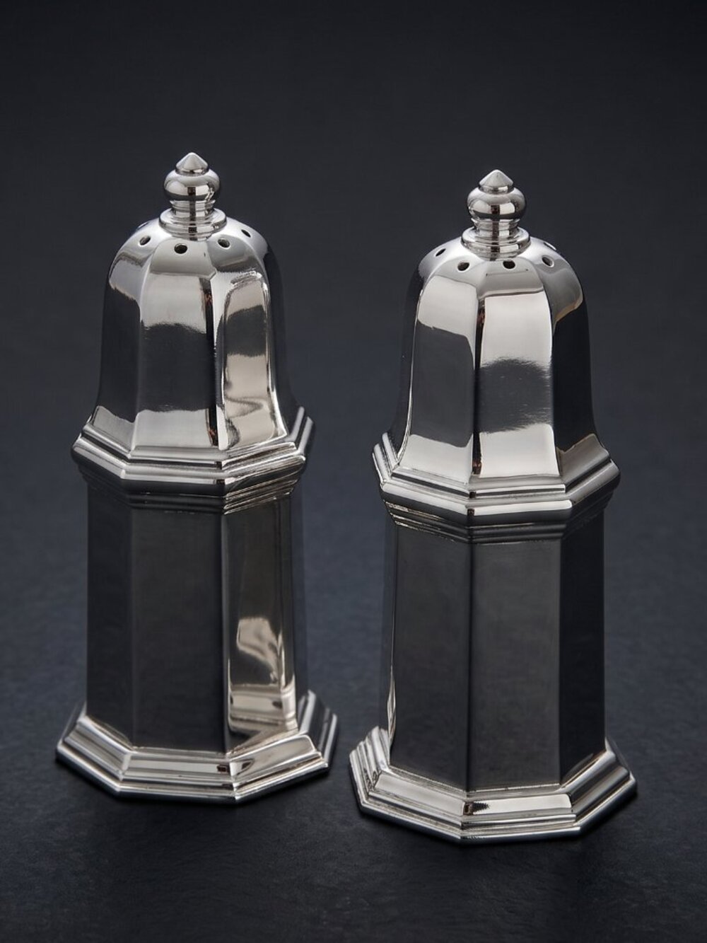 Vintage Eterna Silver Tarnish Resistant Salt Pepper Shakers Japan New In Box